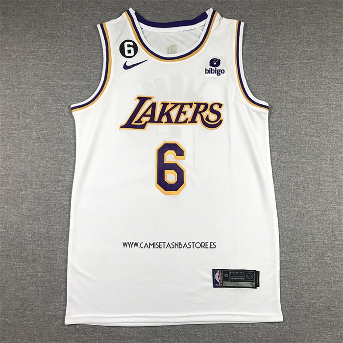 LeBron James NO 6 Camiseta Los Angeles Lakers Association 2022-23 Blanco